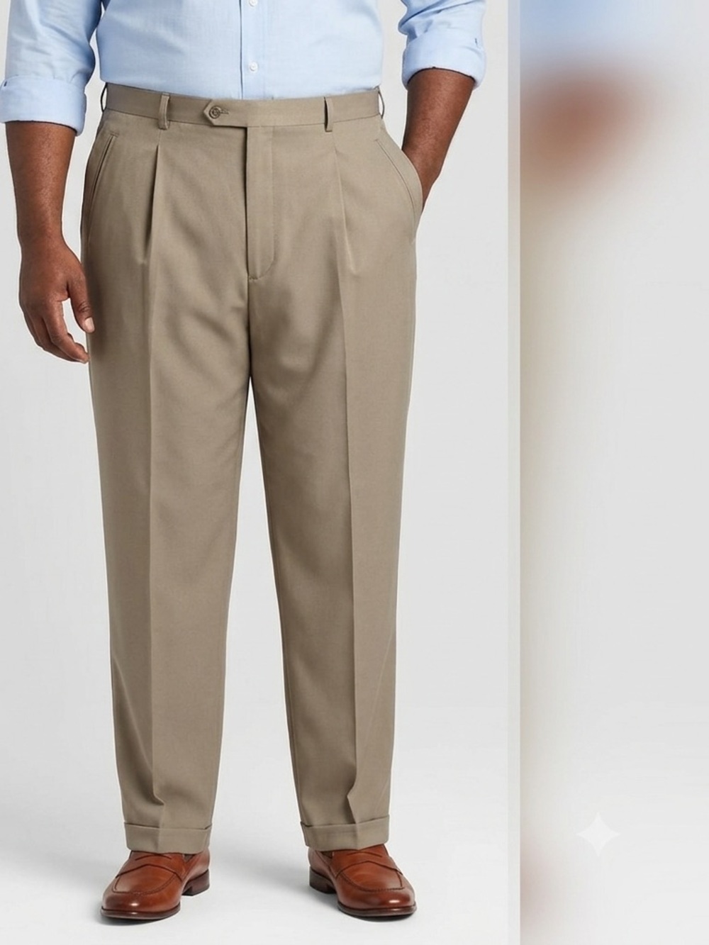 Vintage Haggar Black Label Pleated Cuffed Trousers Pants 38x29 Taupe Tan